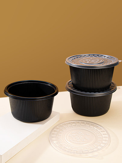 Saizhuo Round Packing Box Disposable Lunch Box Double-Layer Takeaway Fast Food Lunch Box Plastic Commercial Noodle Soup Bowl Large