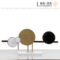 Modern light luxury minimalist model room sales soft decoration crafts ornaments metal white marble round sculpture