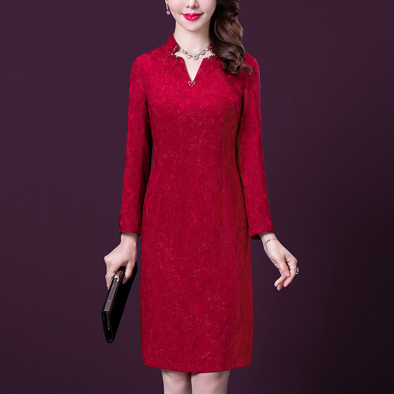 Wedding Moms Dress Gown Dress Foreign Dress The Mother-in-law Middle-aged Women's Dress 2021 Spring Autumn New Wedding Dresses