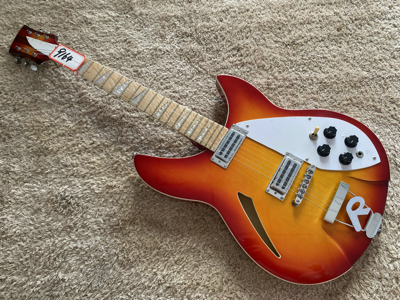 Outlet Custom Semi-hollow Inlan Style Electric Guitar Maple wood fingerboard R pulled string plate tomato fried egg professional class-Taobao