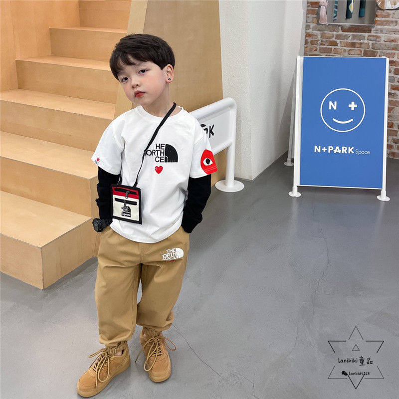 Boys long-sleeved T-shirt spring children's Korean children's clothing children's leave two-piece bottoming shirt baby top 2022 new