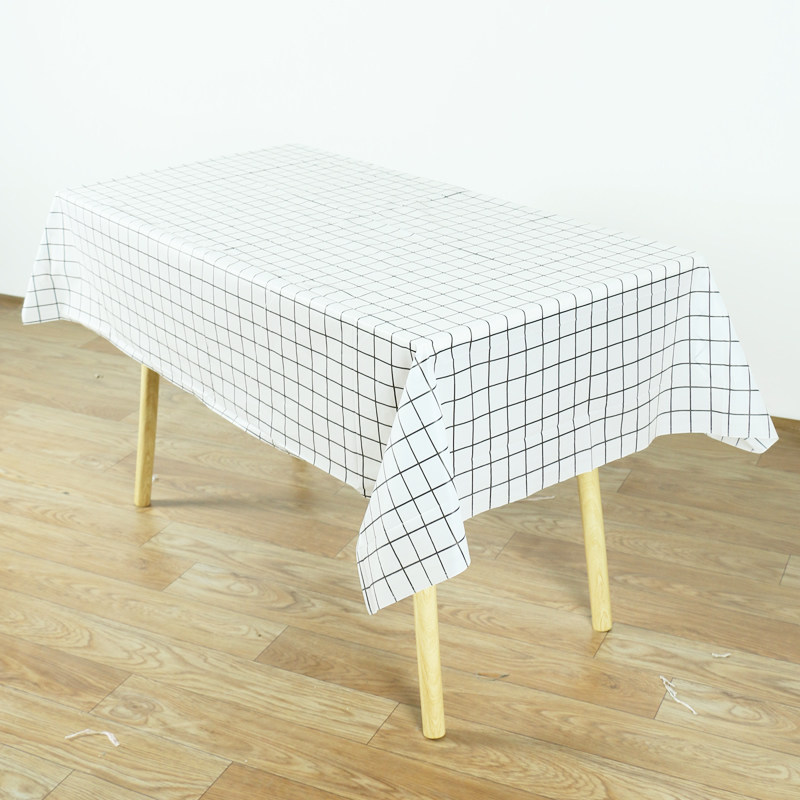 Rectangular table disposable tablecloth small fresh black and white plaid Huipai tablecloth thickened plastic waterproof household tablecloth