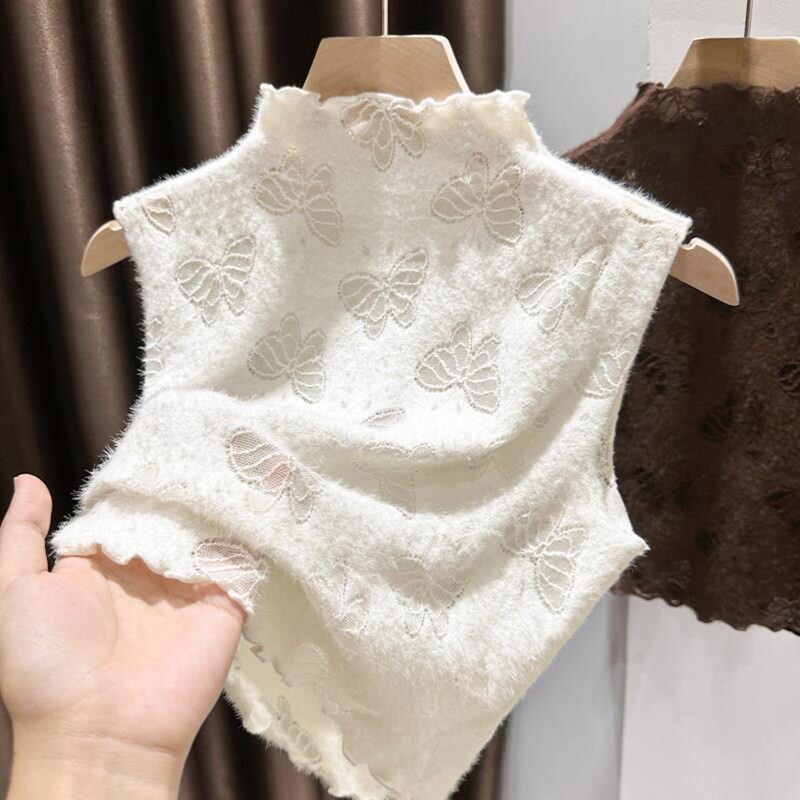 2026 New Korean Style Lace Trim Short Sleeveless Inner Top for Women, Autumn and Winter Ruffled Hollow-Out Slim Fit Inner Wear 2026 New Korean Style Lace Trim Short Sleeveless Inner Top for Women, Autumn and Winter Ruffled Hollow-Out Slim Fit Inner Wear