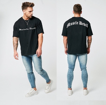 Muscle Movement Short Sleeve Male loose Large code half sleeve fitness T-shirt loose running clothes breathable training Leisure man