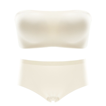 Strapless underwear for women with small breasts push-up and anti-sagging 2024 new summer white wrapped bandeau bra set