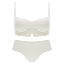 Seamless underwear for women with small breasts thickened and enlarged auxiliary breasts anti-sagging white new adjustable bra set