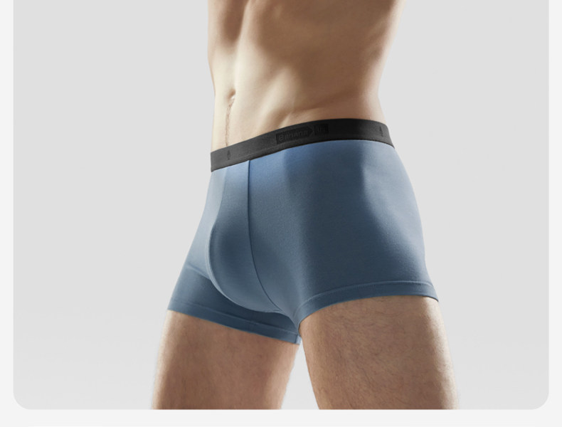 【中国直邮】蕉内  男士内裤  莫代尔纯棉  301P透气抗菌男平角裤 3件  黑色+磁铁黑+洗石蓝  XXL码