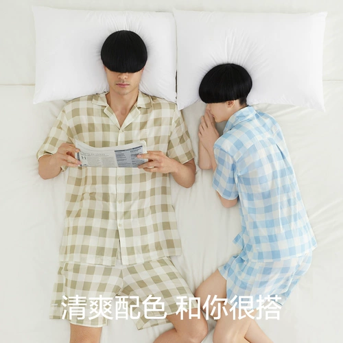 Пижама, комплект для влюбленных, летние шелковые штаны, женский стиль, мужской стиль