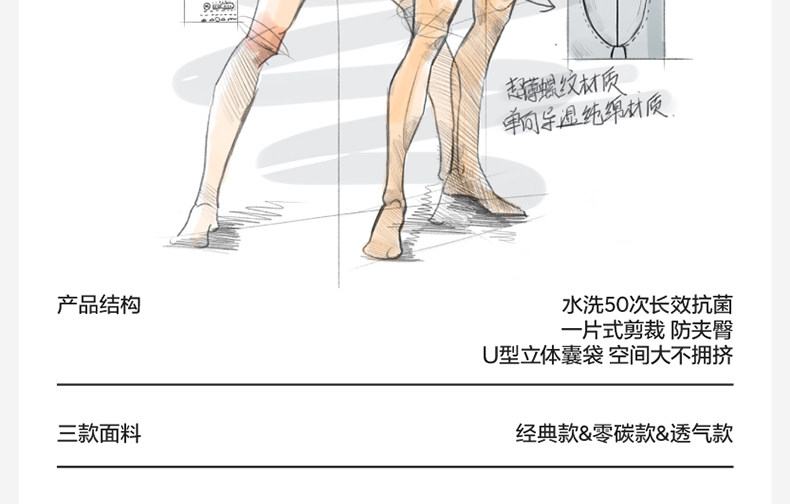 【中国直邮】蕉内  男士内裤  莫代尔纯棉  301P透气抗菌男平角裤 3件  黑色+磁铁黑+洗石蓝  XXL码