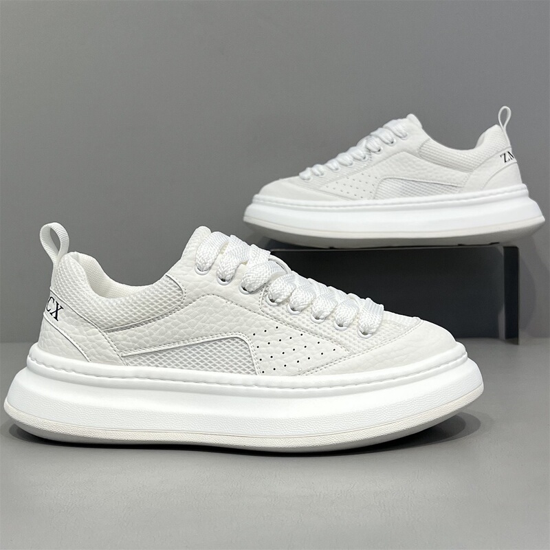 European Fashion Trendy White Sneakers Summer New Breathable Mesh Solid Color Simple Thick-Soled Height-Increasing Men's Shoes Trendy Shoes European Fashion Trendy White Sneakers Summer New Breathable Mesh Solid Color Simple Thick-Soled Height-Increasing Men's Shoes Trendy Shoes