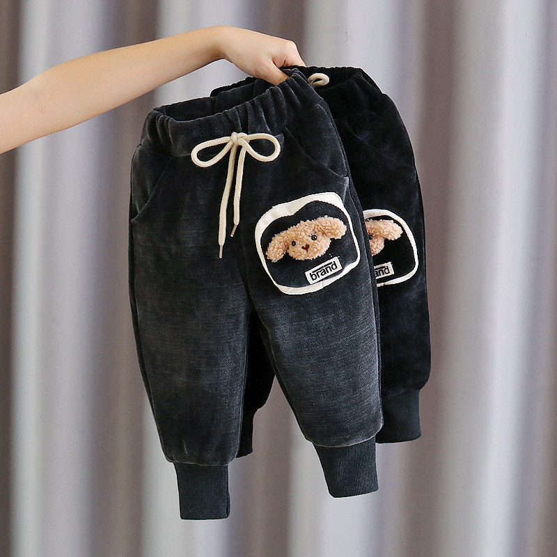 South Korea Plus Thickened One Over Winter Children Cotton Pants Winter Boy Girl Baby Girl Baby Three Layers Clip Cotton Pants Outwear