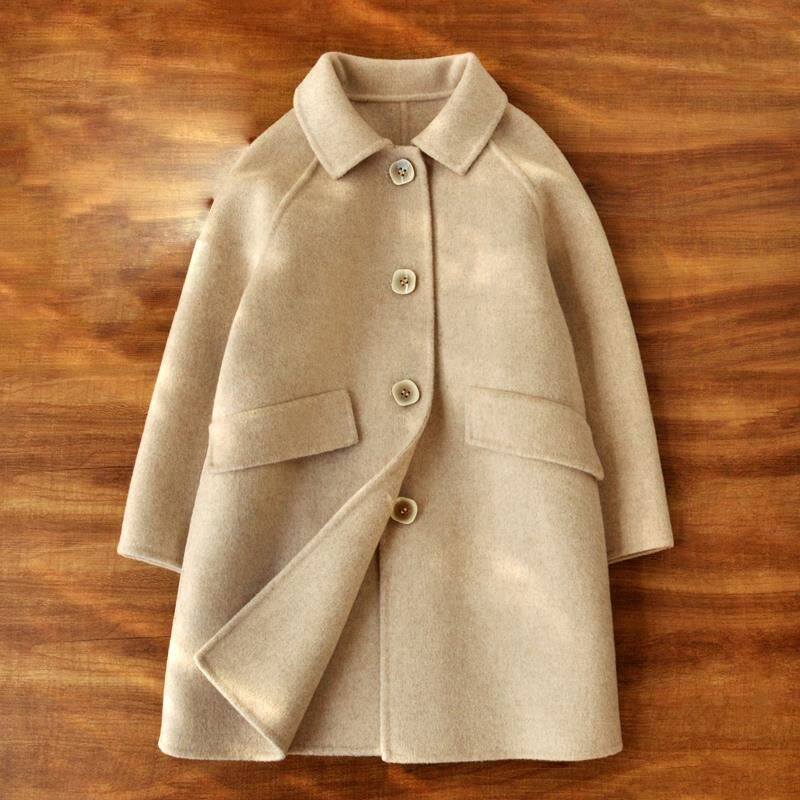 Korea autumn and winter girls coat and jacket children double-sided cashmere girl wear clothes