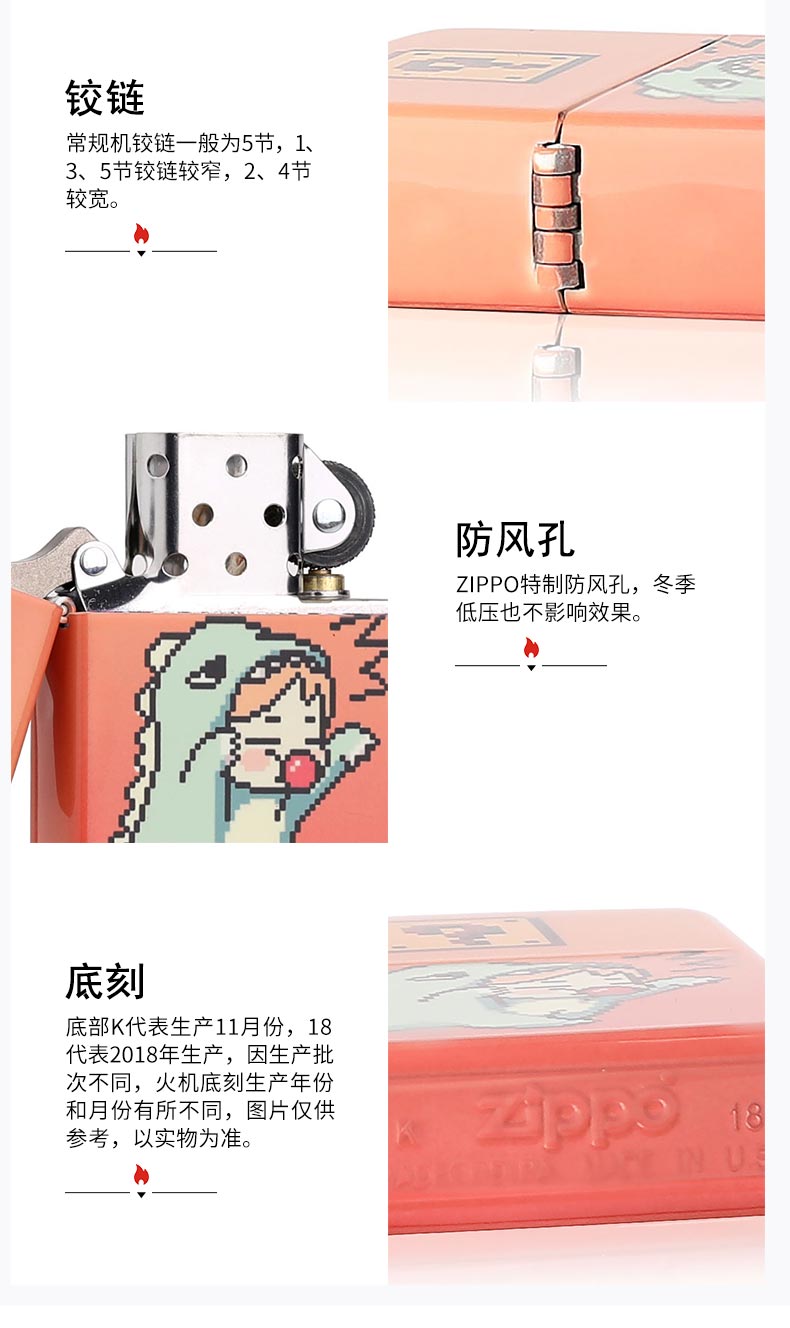 美国原机进口 Zippo 恐龙情头彩印 16孔防风打火机 图8