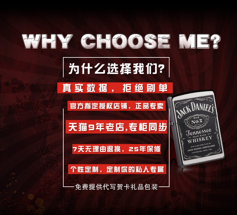 美国原机进口 Zippo 黑漆面积丹尼-原味 酒标 16孔防风打火机 图2