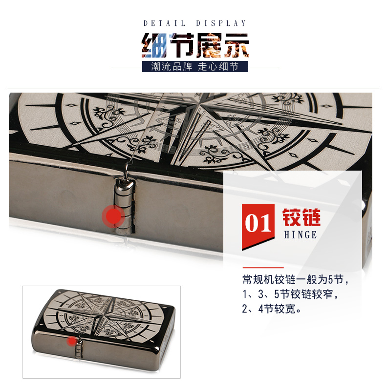 美国原机进口 Zippo 幸运八芒星 指引方向 16孔防风打火机 图9