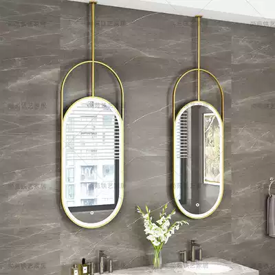 Simple bathroom mirror wash table hanging oval ceiling boom mirror cosmetic mirror hotel B & B hotel with light mirror