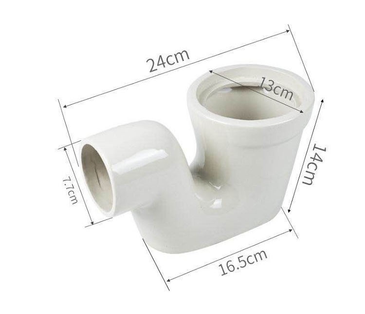 Ceramic water storage elbow Squat pit urinal 360 million to powder room kitchen balcony floor drain Anti-odor and anti-blocking S elbow