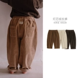 Детские вельветовые хлопковые штаны для отдыха, осенние, свободный прямой крой, в западном стиле