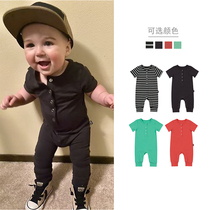 ins and US exploits Chauva pure cotton thin one-piece clothes spring and summer baby out of khaclothes short sleeve baby climbing to the tide