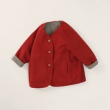 Красное зимнее шерстяное пальто, праздничнная детская куртка, увеличенная толщина