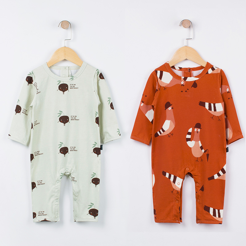 ins burst style chick baby cotton romper long sleeve jumpsuit Spring and autumn net red Foreign baby pajamas climbing clothes tide