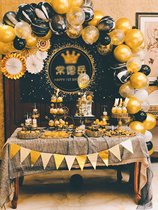 Black Gold Themed Birthday Poster Birthday Party Arrangement Background Childrens Baby Full Moon to Decorate Wall Cloth