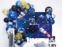 Space dog theme birthday poster Baby birthday party Full moon birthday party background wall cloth 100-day feast s-339