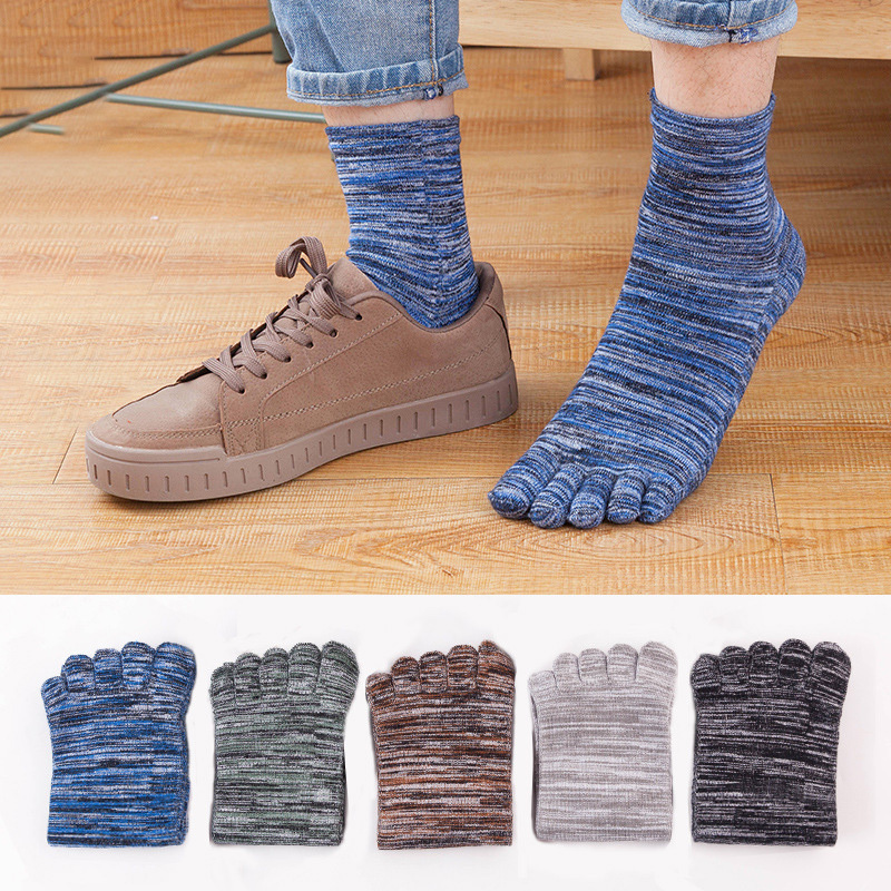 5 Pairs of Men's Five-Toe Socks, Cotton Mid-Calf Socks Suitable for Running and Hiking, Sweat-Absorbent, Breathable, Pure Cotton, Camouflage Stripes 5 Pairs of Men's Five-Toe Socks, Cotton Mid-Calf Socks Suitable for Running and Hiking, Sweat-Absorbent, Breathable, Pure Cotton, Camouflage Stripes