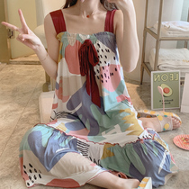 Modal sling nightgown cotton fat mm200 kg loose fat large size long knee summer thin pajamas women