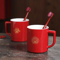 Wedding with hand gift wedding toothbrush cup a pair of sets gift box wash cup red brush brush mouthwash Cup dowry supplies