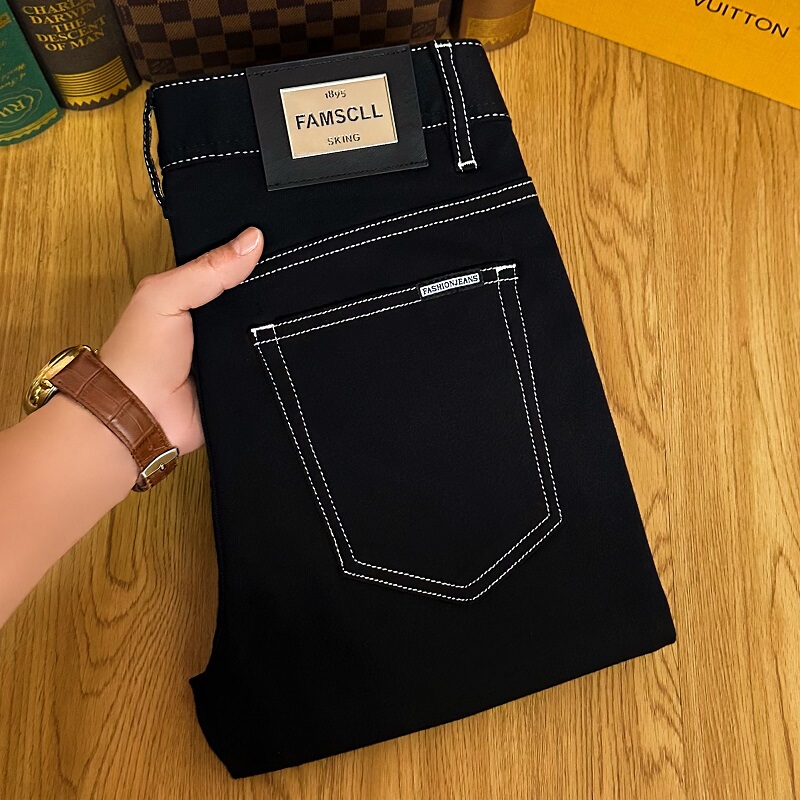 High-End Spring and Summer Men's Black Jeans, Light Luxury, Cool and Versatile, Slim Fit, Skinny Style, 2026 Hot-Selling Men's Jeans