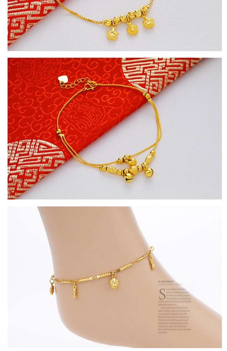 Việt Nam Shajin vòng chân nữ mạ vàng 18k vòng chân vàng mô phỏng thời gian dài không phai cá tính đơn giản phước lành túi tiền euro trang sức lắc chân bạc