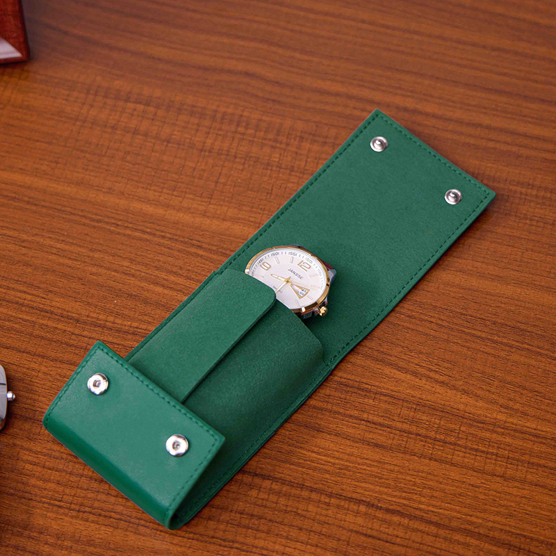 Watch Case Portable Green High-End Leather Watch Storage Bag Luxury Watch Protective Bag Storage Bag Mechanical Watch Protective Pouch