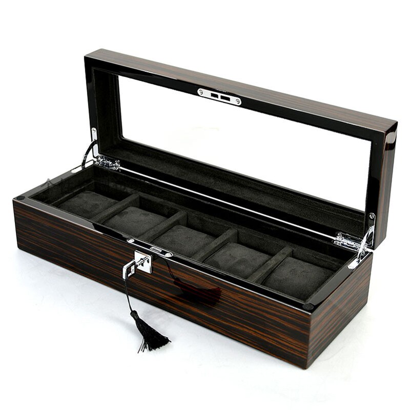 Watch Storage Box, Household High-End Ebony Wood Grain Simple Jewelry Watch Box Storage Box Single Gift Box