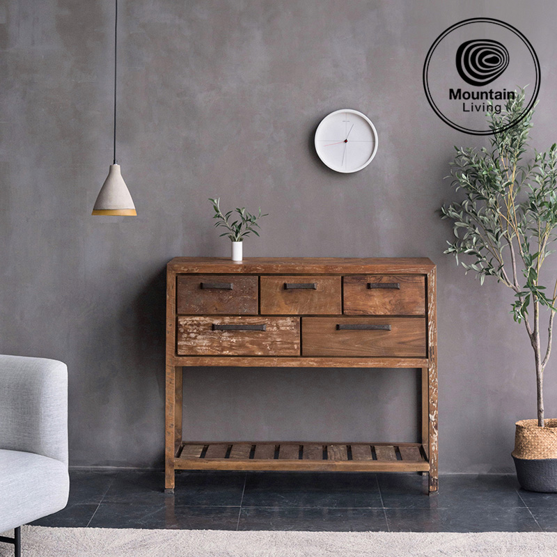 Imported five draws solid wood Xuanguan tables old teak furniture in the house leaning against wall Retro to make old minimalist desk Desk Narrow Table