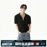 TURNTIDE ниша, простая однотонная трикотажная рубашка с лацканами и короткими рукавами, открытая 𫔭 повседневная рубашка 𫔮 универсальный внешний летний топ