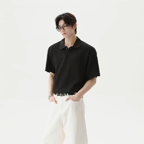 Ретро трикотажная летняя футболка polo, в американском стиле, короткий рукав