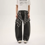 Дизайнерская рубашка, прямые свободные джинсы для отдыха, в американском стиле