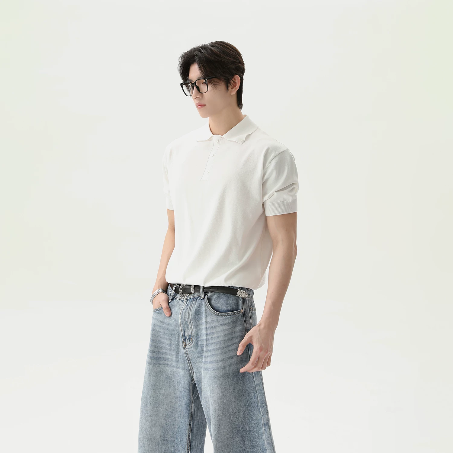 Turn Tide Retро дизайн футболка, американский стиль, поло-ворот, oversized