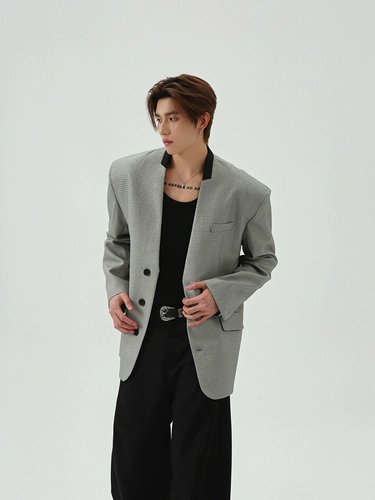 Дизайнерский пиджак классического кроя, костюм для отдыха, куртка, V-образный вырез, оверсайз