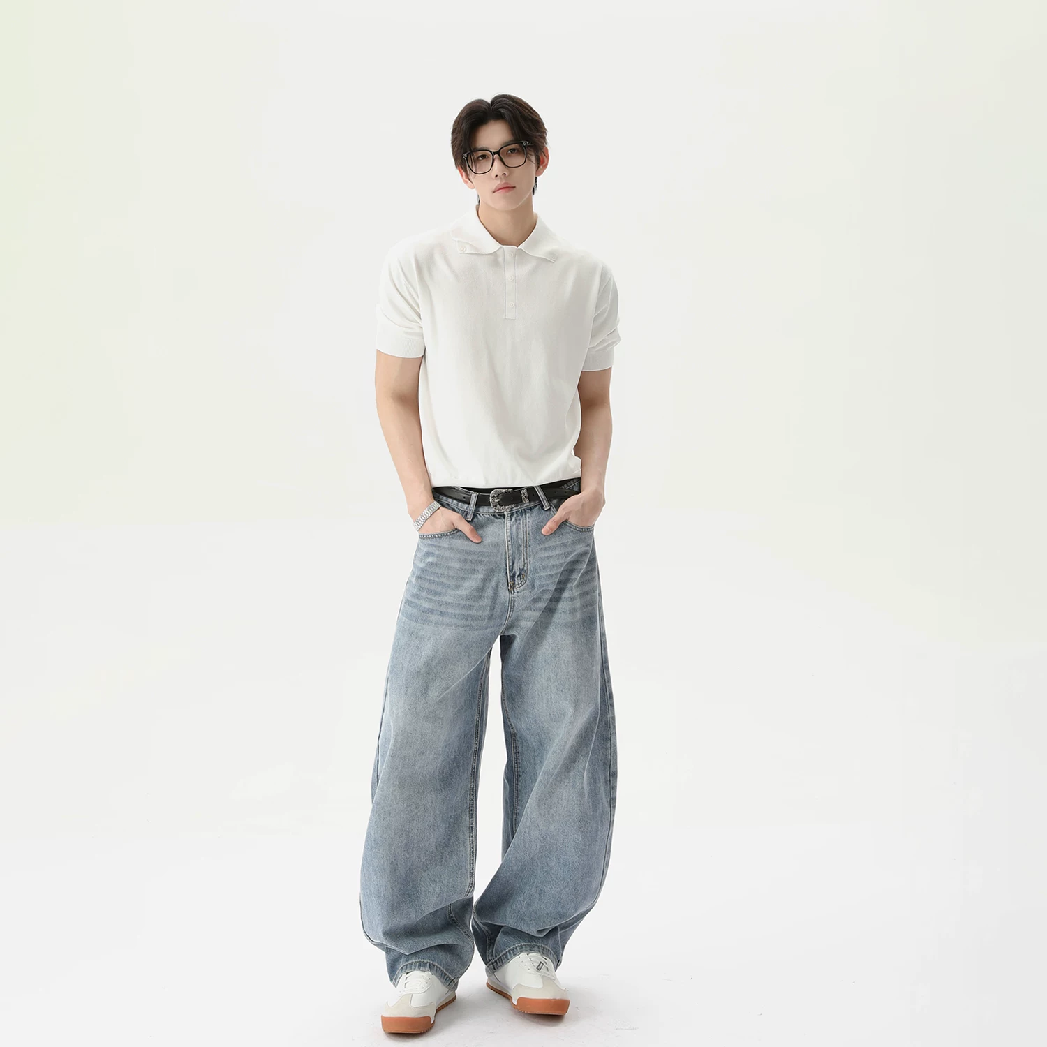 Turn Tide Retро дизайн футболка, американский стиль, поло-ворот, oversized