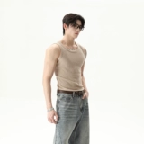 Небольшая дизайнерская цветная трикотажная майка с круглым воротником без рукавов для спортзала