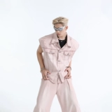 Трендовая джинсовая юбка, модный кардиган, джинсы, штаны, короткий рукав