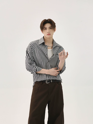 TURNTIDE нишевая клетчатая рубашка в стиле ретро для мужчин и женщин, модная свободная повседневная универсальная рубашка чистого кроя