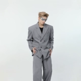 Небольшие дизайнерские наплечники, мужской костюм, комплект, изысканный стиль, оверсайз, свободный крой