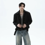 Ретро мужское высококачественное шерстяное пальто, короткая зимняя куртка, свободный крой