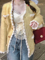 Cleaning hair short coat winter gentle thickening warm small fragrance design relaxed short light yellow topper woman