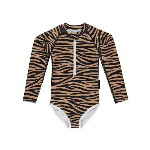 Голландский пляж и бандицы Детский детский детский очаровательный длинно -списанный купальник летний солнцезащитный крем UPF50+тигр