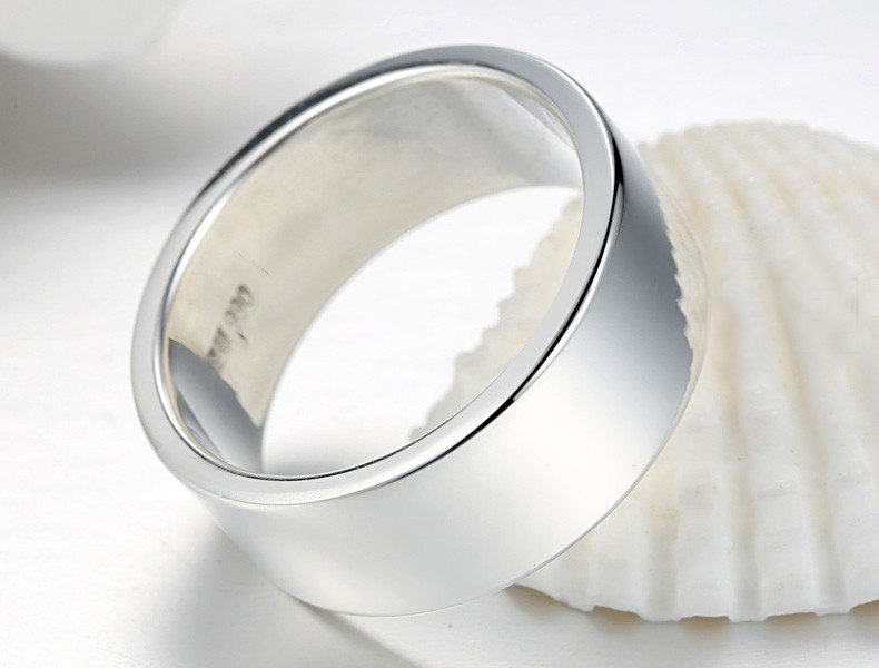 8MM có thể khắc 99 đồng bạc nam nhẫn nữ rộng kích thước cặp vợ chồng nhẫn đơn đuôi chân bạc nhẫn cưới kim cương