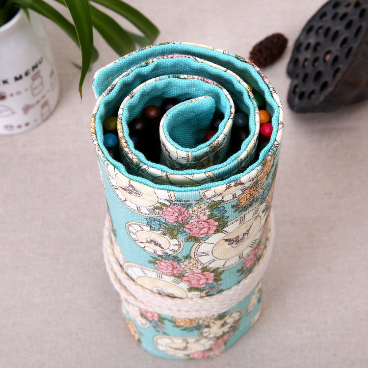 Factory Outlet Rose Clock Handmade Canvas 36 48 72 Color Lead Sketch Painting Roller Curtain Pencil Bag